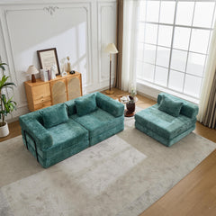 Compression Sofa,Convertible Floor Sofa Bed with Fixed-Shape Frame, Boneless Modular Sectional Sofa,No Assembly Required,Chenille fabric,for Living Room Bedroom,Dark Green