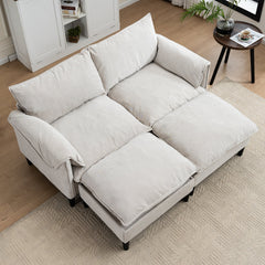 Convertible Combination Sofa, Sofa U-Shaped, Sofa with Footstools with Storage, Beige Sofa for Living Room, Living Room/Bedroom/Office/Small Space 2-Seater Combination Sofa - Beige