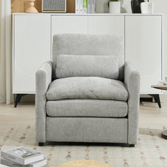 Cozy Upholstered Armchair Oversized Comfy Cloud Sofa Double Cushion Single Sofa in Light Grey Chenille, 31.9'