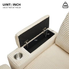[VIDEO/New]Corduroy Upholstered Chaise Lounge Sofa with Handrail storage ,Movable ottoman,Cupholders,Detachable Cushions Deep Seat for Living Room Office,3 colour