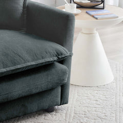 Modern Fabric Loveseat Sofa Couch for Living Room, Upholstered Large Size Deep Seat 2-Seat Sofa with 4 Pillows ,Gray Chenille