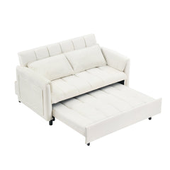 52 'beige modern velvet sofa, sofa pullout bed, small love seat casual sofa with back, pillow, pockets, living room furniture, 3 in 1 convertible sleep sofa bed.