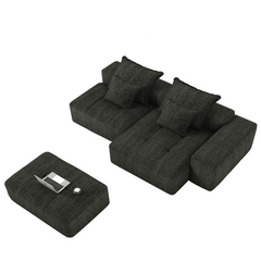 Modern Oversized Modular Sectional Sofa with Ottoman, Seat, Chaise lounge and Armrest, Sparkling Chenille Fabric Soft Cushion Sofa with 4 Pillows,4 PCS DIY Combination Tufted Sofa,No Assembly Required