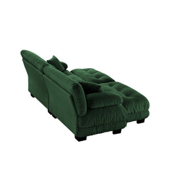Cloud Couch Sleeper Sofa for Living Room, Chenille 2 Seater sofa with 2 Lumbar pillows and 2 throw pillows , Upholstered Wide Arm Sofa with 2 Ottomans,Chenille Green