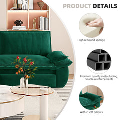 73.2' Queen Pull Out Sofa Bed,3-in-1 Convertible Sleeper Sofa,Multi-Functional Velvet Loveseat Bed,Green(New Sku:W1885S00198/W1885S00231)