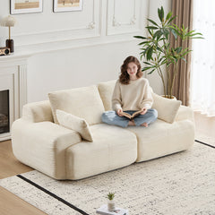 Modern Memory Foam Compressed Sofa,2 Seater Large Sectional Couches for Living Room,Pet-Friendly Cloud Modular Sectional Sofa,Corduroy Fabric,Extra Deep Loveseat,No Assembly required, Beige