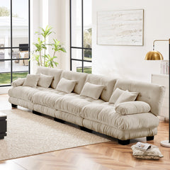 4-Seater Sectional Sofa Modular Deep Seat Sofa Couch , Chenille Sofa Comfy Upholstered Sofa for Living Room, Apartment, Studio, Office,Chenille Light coffee