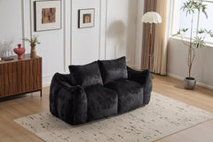 Giant Bean Bag Couch for Adults, Ultra Soft Fluffy Loveseat Bean Bag Sofa, Oversized Chase Lounge Chair Indoor for Living Room Bedroom, No Assembly Required Cozy Reading Chair with Pillows, Black