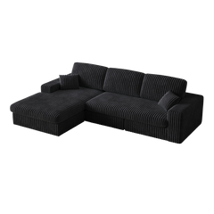114.5'Modern Corduroy Modular foam Sofa, Recliner Seat reversible Sofa, 2-in-1 Sofa with Recliner and L-Shaped Sofa Combination with Three Cushion Neck Pillow Combination and Two Throw Pillows