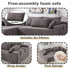 Modern Chenille Upholstered Sectional Sofa Couch Set,Modular 108' L Shaped Sectional Living Room Sofa Set With 6 Pillows,Free Combination Sofa Couch for Living Room,Bedroom(Left Chaise)W834P240001