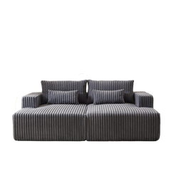 87' Oversized Sectional Lounge Chaise ,No Assembly Required,Cloud Plush Loveseat with Reclining Sofa Bed,Fluffy Modern Sleeper Chair for Indoor Living Room Bedroom