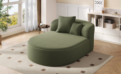 Modern Chaise Lounge Sofa Boneless Couch with Two Supportive Pillows, Green Corduroy, 51.6' Sofa Bed