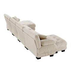 Free Combination Modular Sectional Sofa,U Shaped Couch for Living Room, 4-Seater Comfy Cloud Couch with 2 Ottomans, Chenille Light coffee