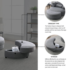 [Video] Welike Swivel Accent Barrel Modern Dark Grey Sofa Lounge Club Big Round Chair with Storage Ottoman Linen Fabric for Living Room Hotel with Pillows,2PCS.