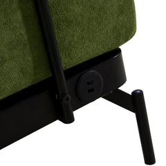 Modern Loveseat Sofa 2-Seater with USB Ports, Cylindrical Armrests, Green Chenille, 59 Inch