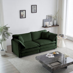 2 Seater Loveseat and Chair Set, 2 Piece Sofa & Chair Set, Loveseat and Accent Chair , 2-Piece Upholstered Chenille Sofa Living Room Couch Furniture(1+2 Seat ) ,Green Chenille