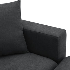 Modern Sectional Sofa with Convertible Ottoman and 2 Free Pillows, L-shaped 4-Seat Polyester Fabric Couch Set, Black