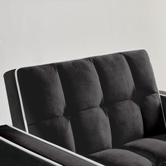Modern Velvet Three-in-One Sofa Bed Chair Adjustable Recliner Black