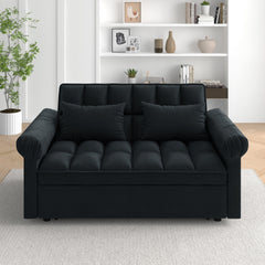 Loveseats Sofa Bed with Pull-out Bed,Adjsutable Back-Black