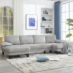 [VIDEO provided][New]U-Shaped Couch with Oversized Seat,4-Seat Sofa  with Double Chaise,Comfortable and spacious indoor furniture for Living Room,Apartment