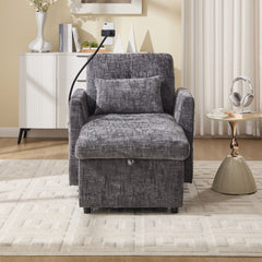 Multifunctional Recliner with Storage Backrest and Cell Phone Bracket in Gray Chenille for Living Room and Bedroom