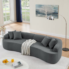 Curved Modular Sectional Sofa in Lamb's Wool Fabric, Modern Minimalist Style, Compressed (No Assembly Required), Comfy for Living Room & Bedroom - Gray