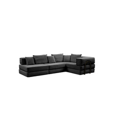 Oversized Upholstered Sectional Sofa Couch Set, Modular 118.2 ' L Shaped Floor Living Room Sofa Set With 6 Pillows, DIY Combination Sofa Couch for living rooms, apartments,bedrooms, Black