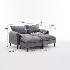 Convertible Combination Sofa, Sofa U-Shaped, Sofa with Footstools with Storage, Gray Sofa for Living Room, Living Room/Bedroom/Office/Small Space 2-Seater Combination Sofa - (Gray)