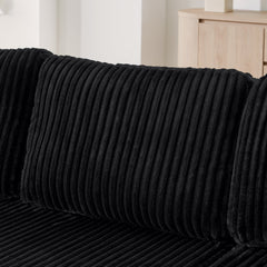 Modern Minimalist U-Shape Modular Sectional Sofa Sleeper in Black Corduroy, Comfy Space-Efficient Design