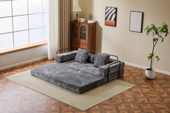 Floor Couch,Compression Sofa,Convertible Floor Sofa Bed-with Pillow Back Support Armrest,Comfy Futon Couch Lounge Sleeper Bed,Chenile fabric,for Living Room Bedroom (DARK-GREY)