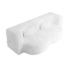 Modern Floor Sofa with 2 Pillows,Convertible Teddy Fabric Foam Filled Sleeper Sofa Bed,15 ' Full Size Folding Mattress for Living Room,Guest Bed,Playroom,no assembly required,Beige