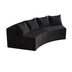Corduroy curved sectional sofa with four pillows,Curved Symmetrical Modular Semi Circular Sofa Sectional for bedroom, living room, office for leisure or nap, reading room, and lobby(Two modules)