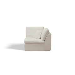 Cloud Style L-Shape Modular Sectional Sofa with Ottoman, 3 Seater Convertible Couch in Warm White, Chenille Fabric, 110' Width