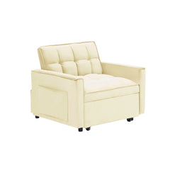Sofa bed chair 3 in 1 convertible, recliner, single recliner, suitable for small Spaces with adjustable back black creamy white