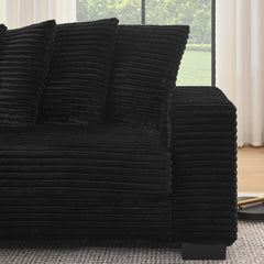 Corduroy Tufted Upholstered Sleeper Sectional Sofa, L-Shaped Modular Convertible Sofa , Can freely change the position of the footrests-Black(Assembly is required)