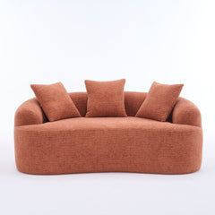 LY-025S Coral Curved Loveseat: Compressed No Assembly, Chenille Small Sofa, 30D Sponge, Compact for Apartments, 65' L, 300Lbs, 3 Pillows