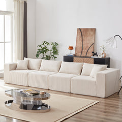 104-Inch Corduroy Modular L Shaped Sectional Sofa,Luxury Floor Couch Set,Upholstered Indoor Furniture,Foam-Filled Compressed Sofa for Living Room,Bedroom,4 PC Free Combination