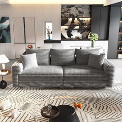 82.7 ' Plush Corduroy 3-Seat Sofa,Modern Comfy Upholstered Sofa Cloud Couch,Deep Seat Couches with Soft Pillows,Convertible Deep Seat Sofa Lounge Chair for Living Room Bedroom,Apartment,Office,Grey