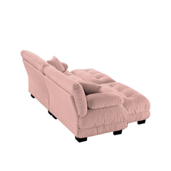 Cloud Couch Sleeper Sofa for Living Room, Chenille 2 Seater sofa with 2 Lumbar pillows and 2 throw pillows , Upholstered Wide Arm Sofa with 2 Ottomans,Chenille Pink