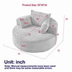 55''L Corduroy Sponge single sofa,No Assembly Required,Fluffy Modern Sleeper Chair for Living room, Bedroom, Lounge and Projection Room(Not a swivel chair.)
