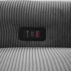 Modern Convertible Pull-out Sofa Bed with USB Ports, Dark Grey Corduroy, 57.48'