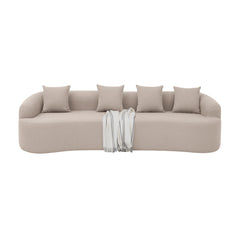 Curved Modular Sectional Sofa in Lamb's Wool Fabric, Modern Minimalist Style, Compressed (No Assembly Required), Comfy for Living Room & Bedroom - Brown