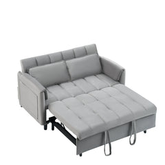 52 'grey modern velvet sofa, sofa pullout bed, small love seat casual sofa with back, pillow, pockets, living room furniture, 3 in 1 convertible sleep sofa bed.
