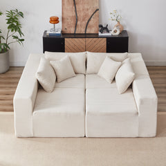 104-Inch Corduroy Modular L Shaped Sectional Sofa,Luxury Floor Couch Set,Upholstered Indoor Furniture,Foam-Filled Compressed Sofa for Living Room,Bedroom,4 PC Free Combination