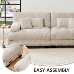 3-Seater Sectional Sofa Modular Deep Seat Sofa Couch , Chenille Sofa Soft Comfy Upholstered Furniture for Living Room, Apartment, Studio, Office,Chenille Light coffee