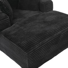 Modern Black Corduroy Chaise Lounge Sofa Bed with Removable Pillows, 48.8' Upholstered Sleeper Sofa