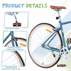 Single Speed Retro style 700C Road Bike For men women's City Bicycle,Steel Frame