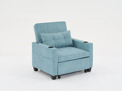 Futon Chair Bed Convertible Chair 3-in-1 Pull Out Sleeper Chair Beds with USB Ports,Wear-resistant and Anti-scratch,  Armchair Bed Sleeper for Living Room (Green Scratch Cloth)