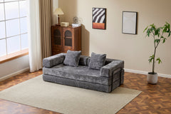 Floor Couch,Compression Sofa,Convertible Floor Sofa Bed-with Pillow Back Support Armrest,Comfy Futon Couch Lounge Sleeper Bed,Chenile fabric,for Living Room Bedroom (DARK-GREY)
