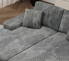 Convertible combination sofa, corduroy fabric, fluffy modern sleeper sofa chair, oversized combination living room double lounge chair,Dark Grey